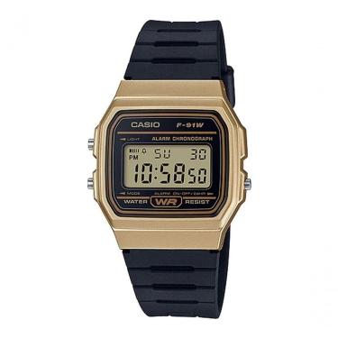 Imagem de Relógio Casio Unissex Digital F-91wm-9adf Preto E Dourado