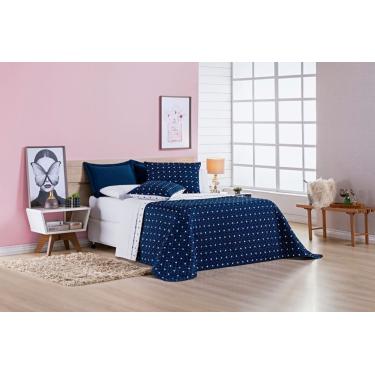 Imagem de Cobre Leito 200 Fios Petit Poá Solteiro 02 Peças - Marinho