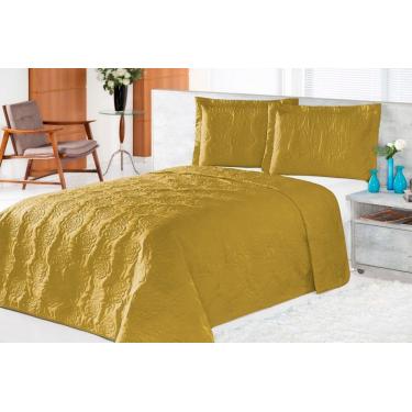 Imagem de Cobre Leito Pratic Rosas Solteiro 2 Pecas - Mostarda