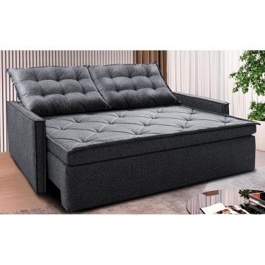 Imagem de Sofá Sem Caixa Retrátil E Reclinável 1,65m Cama Inbox Flat Linho Cinza Escuro