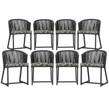Imagem de 8 Cadeiras De Jantar área Noronha Preta E5 Trama Original Preto