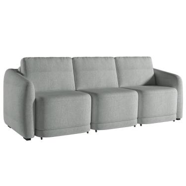Imagem de Sofá Cama Casal Para Sala 246cm Polska K04 Bouclê Cinza Claro - Mpozenato