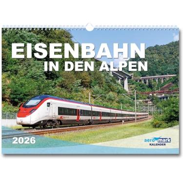 Imagem de Calendário Railway in the Alps 2026 Alpine Railways, calendário de parede em formato DIN A3 em formato paisagem, trem, fotos premium, presente para Natal, calendário mensal, trens, ferrovias