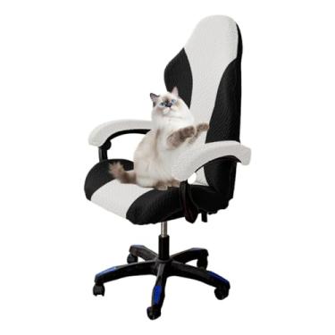 Imagem de CACXKEP Capa para cadeira de jogos – Capa de assento de cadeira de computador de tecido elástico lavável na máquina serve para a maioria das cadeiras de escritório/PC e assentos de corrida (sem