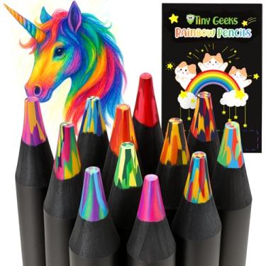 Imagem de TinyGeeks 12 lápis de cor arco-íris - giz de cera arco-íris - lápis multicoloridos - Materiais de arte para crianças de 8 a 12 anos, presentes para aniversário de meninas de 5 a 12 anos, artes e