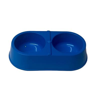 Imagem de Pote Vasilha Comedouro Duplo Água Ração Cachorro Gato Cor:Azul