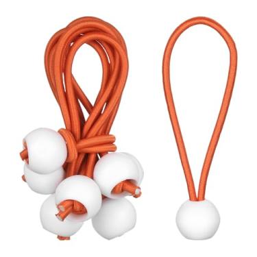Imagem de PATIKIL Cordão elástico de 10 cm, 35 peças de cordas elásticas com esferas, lona de dossel, cordão elástico para acampamento ao ar livre, postes de barraca de abrigo de carga, laranja