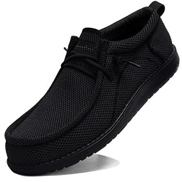 Imagem de ITAZERO Sapatos masculinos extra largos – 4E a 5E bico largo para homens 2GG largura larga pés inchados – Mocassins masculinos e slip-ons com palmilha de suporte de arco para fascite plantar, 10 preto