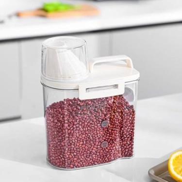 Imagem de Pote Hermético Acrílico 1800ml Transparente Copo Medidor Bico Dosador Cozinha Mantimentos Lavanderia