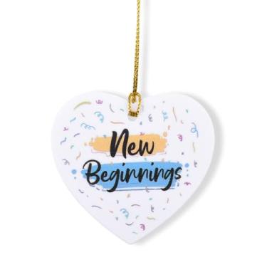 Imagem de New Home, New Beginnings, enfeite de Natal, presentes para vizinhos, amigos, colegas de trabalho, casais, família, etiquetas penduradas com cordão para graduação, presente de promoção de inauguração