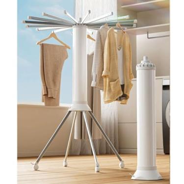 Imagem de Hhsdyl Varal de Roupa com Quatro Pés, Varal de Chão para Secar Roupa de Lavandaria com 16 Varas, Varal Dobrável e Retrátil