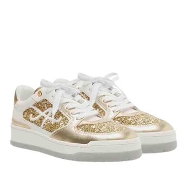 Imagem de Tênis Arezzo Couro A Bordado Street Brilho Dourado/Branco-Feminino