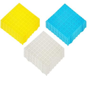 Imagem de GAORUIFENG 25 peças de drenagem telhas de plástico PP interligadas azulejos de convés de bloqueio modular externo 30 cm x 30 cm azulejos de deck para piscina (cor: amarelo tamanho: 11,8 x 11,8 x 0,5
