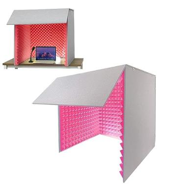 Imagem de JYXYXSCP Gabinete à prova de som, cabine portátil à prova de som, espuma absorvente de som de estúdio, para sala de prática (vermelho)