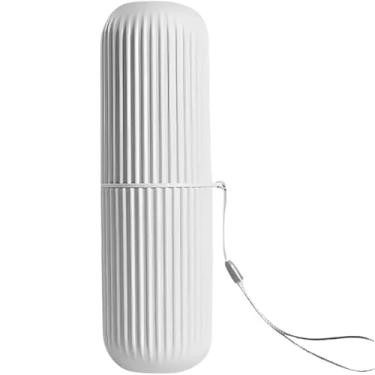 Imagem de **Porta Escovas e Pasta Dental com Design Texturizado – Estojo Organizador de Banheiro Ideal para Viagem, Escola, Trabalho e Férias, Higiênico e Resistente** (Branco)