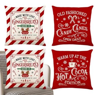 Imagem de Fronhas de Natal, 45,7 x 45,7 cm, decoração de fronhas - Capa de almofada de sofá | para casa, fazenda, sofá, sala de estar, escritório, hotel, inverno