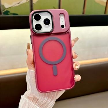 Imagem de SFDSUH Capa transparente para iPhone 16e com carregamento sem fio magnético (para iPhone 16e/Vermelha)