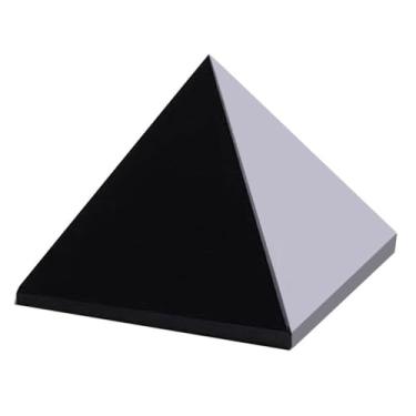Imagem de Pirâmide de obsidiana, cristais de pirâmide para proteção, cristal de pedra preta shungite polido natural para proteção de energia negativa