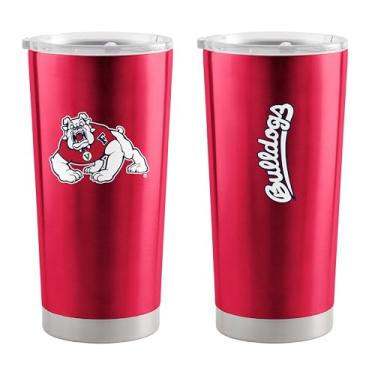 Imagem de Logo Brands Copo de aço inoxidável NCAA Fresno State Bulldogs Game Day 590 ml – Caneca de viagem de parede dupla isolada a vácuo com tampa deslizante, cor do time - mantém as bebidas quentes e frias