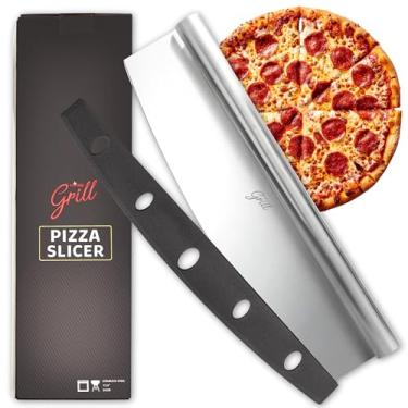 Imagem de Hans Grill Cortador de pizza - fatiador de alimentos de aço inoxidável de qualidade japonesa premium | seguro para lava-louças | Perfeito para tortas, macarrão fresco, doces, cheesecakes, brownies, cortar vegetais e cortar ervas