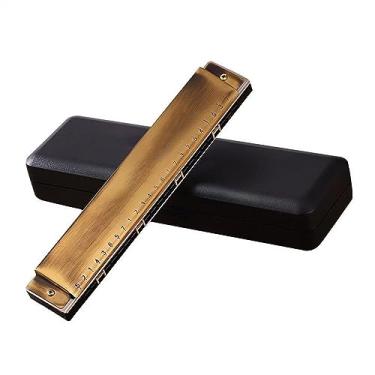 Imagem de Gaita de bronze 24 furos padrão instrumento gaita polifônica profissional chave C iniciante