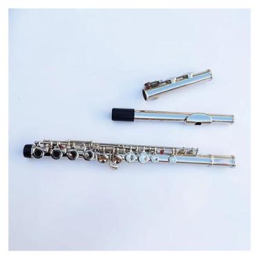 Imagem de Flauta em tom C com furo fechado de 16 furos com chave E banhado a prata cobre branco flauta transversal com caixa de armazenamento