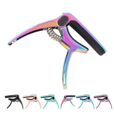 Imagem de RiToEasysports Capo de Guitarra de Metal de Com Suporte de Palheta e Estofamento Macio - Ideal para Baixo Acústico Elétrico Ukulele Banjo (Colorido)