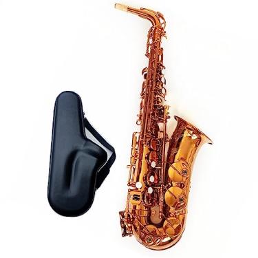 Imagem de Saxofone alto Eb Eletroforese Ouro Alto Sax Profissional Tocar Instrumento de Sopro com Bocal