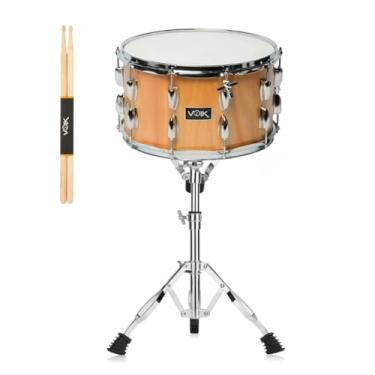 Imagem de Caixa Bateria 14x8 CB14 Com Suporte SC-10 + Baqueta 7A Voik (Wood Tone)