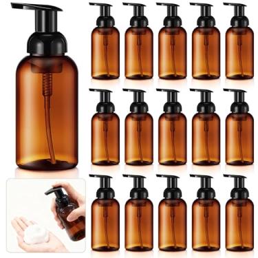 Imagem de Uiifan Dispensador de sabão espumante recarregável com 16 peças, recipiente de plástico líquido para cozinha, banheiro, xampu concentrado ou regular, sabonete líquido (âmbar, 283 g)