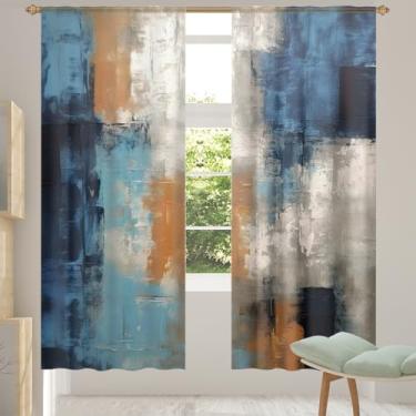 Imagem de 2 conjuntos de painéis pintura de quadro de madeira cortinas transparentes vintage cortinas transparentes arejadas com filtro leve painéis de cortina leve cortina de porta janela para sala de estar