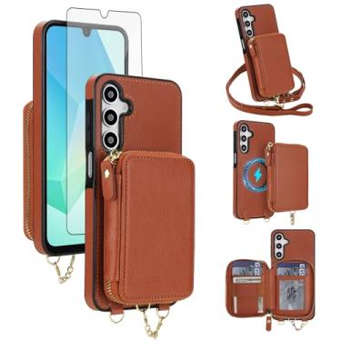 Imagem de Capa de telefone para Samsung Galaxy A14/M14 5G carteira com zíper capa de bolsa e protetor de tela alça transversal 2 em 1 magnético destacável bloqueio RFID Flip A 14 4G 14A 14M G5 mulheres homens