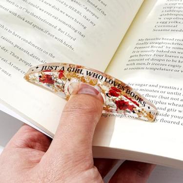 Imagem de Marcador de livro de resina de flor de aniversário personalizado, marcador de livro para presentes de aniversário de Natal, acessórios de leitura de anel de polegar feitos à mão com flor personalizada