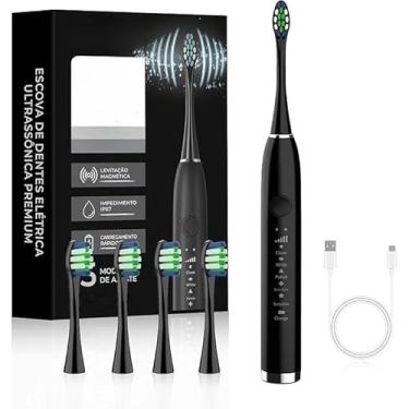 Imagem de A escova elétrica utiliza tecnologia ultrassônica e função de limpeza antibacteriana(Branco-Embalagem para presente)