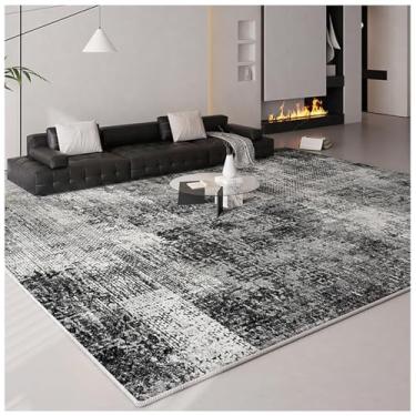 Imagem de SPXMQSS Tapetes grandes para sala de estar, antiderrapante e resistente à sujeira, tapete lavável para sofá de cabeceira para sala de estar, sala de jantar, quarto, escritório, preto E 200 x 250 cm