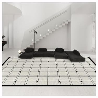 Imagem de SPXMQSS Tapete de sala de estar, tapetes para quarto, ultramacios, para sala de estar, antiderrapante, não cai, lavável na máquina - preto/branco
