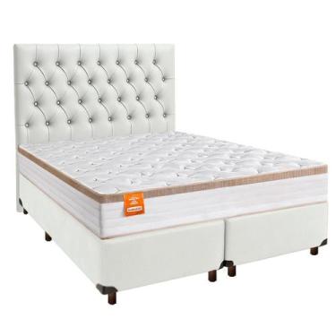 Imagem de Conjunto Cama Box Branco King + Colchão Molas Ensacadas Isis Inducol +