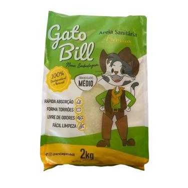 Imagem de Areia Higienica Gato Bill Premium 2,0 Kg Grãos Médios Milho E Mandioca