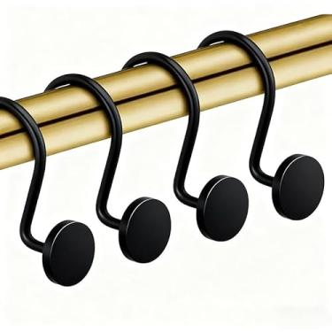 Imagem de Pacote com 4 ganchos de cortina de chuveiro, anéis de cortina de chuveiro à prova de ferrugem para banheiro, ganchos de chuveiro de metal para varão de cortina de chuveiro, conjunto de cabides de