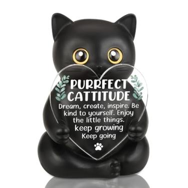 Imagem de Estatueta de gato presente para mulheres, homens, amigos, colegas de trabalho, estudantes, professores, decoração inspiradora para amantes de gatos, decoração de mesa para escritório, casa, presente