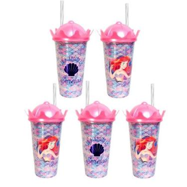 Imagem de Kit 5 Copos da Ariel Pequena Sereia p/ Festa Infantil Decoração Lembra
