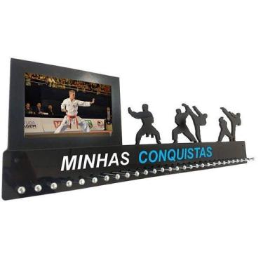 Imagem de Porta Medalhas Karate Masc p/ Até 100 medalhas Porta Retrato - QUADRO 