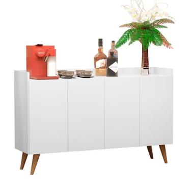 Imagem de Aparador Buffet VENEZA Retrô Pés Palito 4 Portas Branco ENVIA SOMENTE 