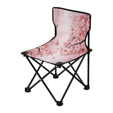 Imagem de Wassud Cadeira de acampamento, leve, portátil, cerejeira, árvore de cerejeira, cadeira dobrável ao ar livre, tecido Oxford, cadeira de praia para jardim, praia, pesca