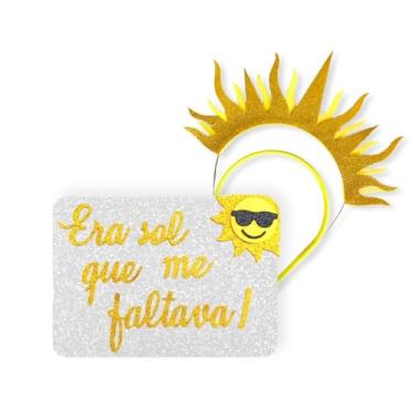 Imagem de Kit 01 Tiara Sol + Plaquinha Fantasia Bloquinho Carnaval (Sol Mod 01)