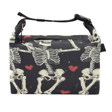 Imagem de STAYTOP Lancheira Love Heart Skull com fivela de alça, lancheira isolada para meninos e meninas, lancheira térmica para trabalho escolar
