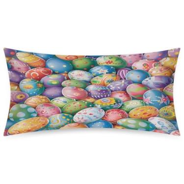 Imagem de Fronha de cetim para cabelo e cor da pele, flor de ovo de Páscoa, sem zíper, sem zíper, com fecho de envelope, fronha tamanho king size para cama, sofá, mulheres, homens, meninos, meninas, 51 x 101 cm