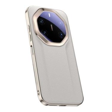 Imagem de POYUFRG Capa galvanizada para Huawei Mate 80 Pro Max/80 Pro/80, capa de couro de negócios de luxo ultrafina, capa de proteção de lente completa, branca, 80 Pro