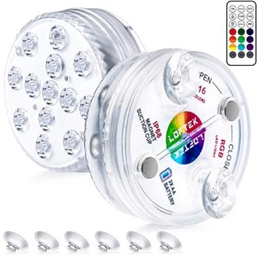 Imagem de LOFTEK Luzes LED submersíveis com controle remoto, 13 luzes LED para piscina enterrada acima do solo com ímãs e ventosas, 16 luzes subaquáticas que mudam de cor para lagoas operadas por bateria