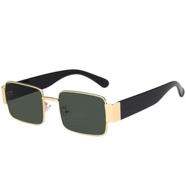 Imagem de Óculos de Sol Pequenos Femininos em Metal com Cores Candy, Estilo Punk Masculino, Proteção UV400 para Esportes ao Ar Livre, Corrida e Ciclismo, Dourado e Verde